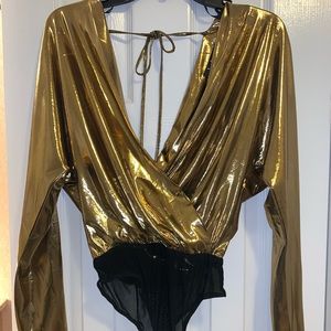 LULUS GOLD BODY SUIT NEVER WORN